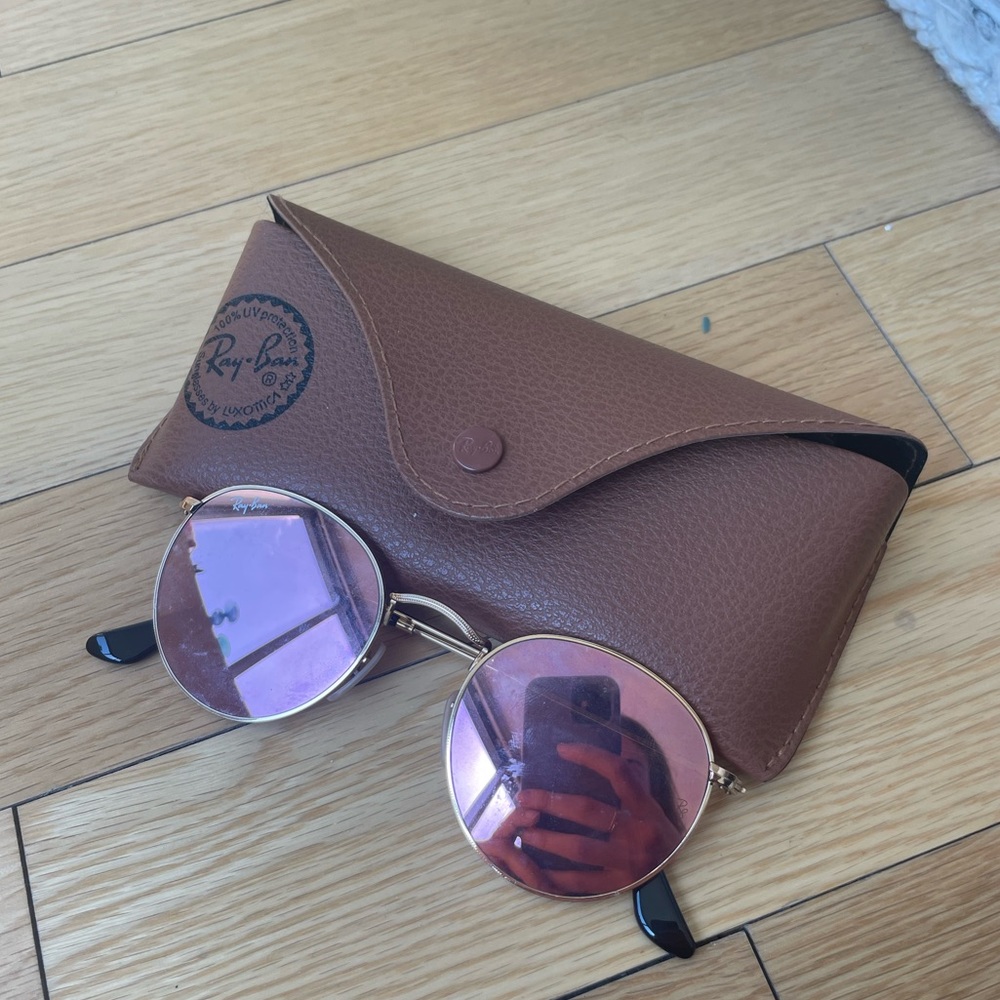 Pink mirror round shape Rayban sunglasses